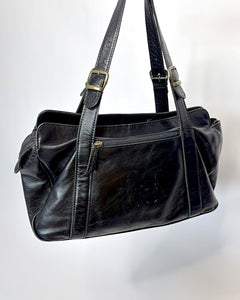 Large studded leather shoulder bag