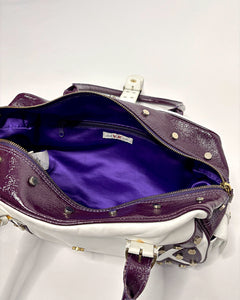 Versace studded contrasting leather bowling bag