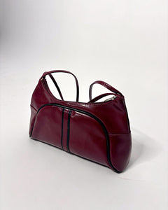 Burgundy racer stripe baguette bag