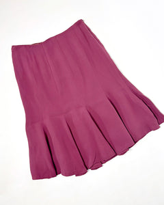 Silk plum Italian midi skirt