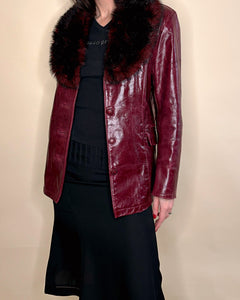 Cherry red transseasonal leather jacket