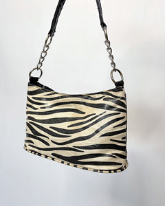 Zebra pleather baguette bag