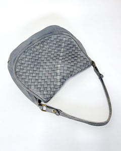 Dusty blue braided leather bag