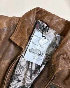 Lace up distressed leather bomber