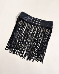 Leather studded fringe hip belt