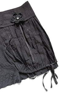 Black crinkle skirt with floral zip detail