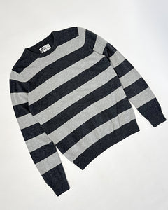 Grey striped cotton jumper