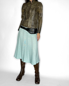 Mint blue fine knit midi skirt