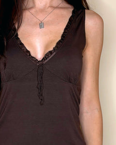 Chocolate brown V-neck top