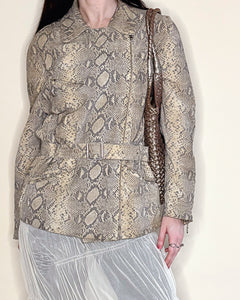 Snake skin leather moto jacket