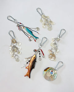Stacked pearlescent bag charm