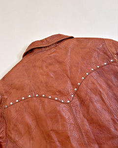 Studded cropped leather jacket