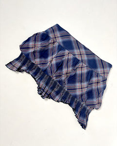 Plaid asymmetric bubble mini skirt