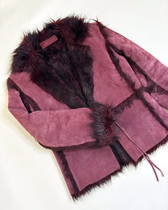 Burgundy sheep shearling jacket