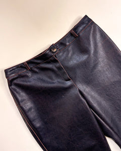 Worn leather look Italian pants