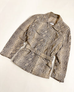 Snake skin leather moto jacket