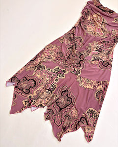 Asymmetric paisley halter dress