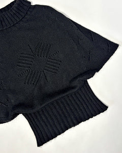 Poncho with fitted waist knit top