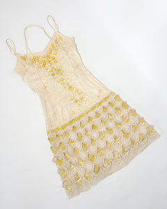 Beaded sequin silk slip dress