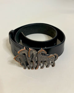 Horse buckle leather belt