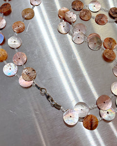 Cascading mother of pearl button necklace