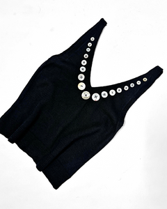 Mother of pearl buttons knit tank top