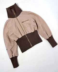 Rib knit wide waist band utility jacket