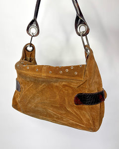 Grommet studded suede 90’s buckle bag
