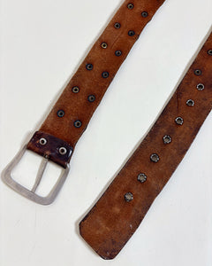 Coin studded leather belt