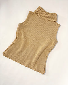 Wool knit turtleneck sleeveless top