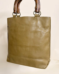 Italian wooded handle studded bag