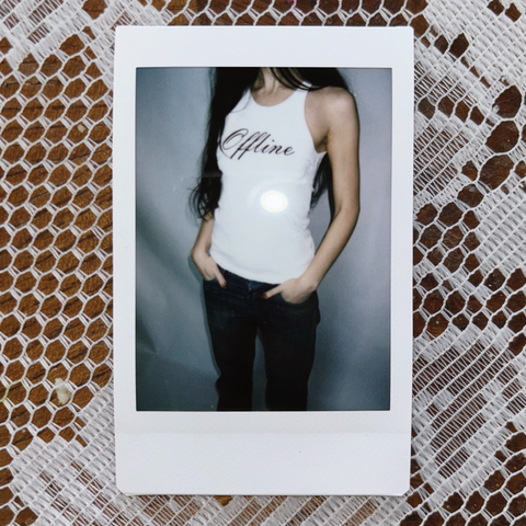 ”Offline” filet crochet upcycle tank top