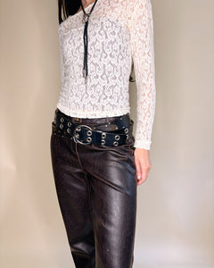 Worn leather look Italian pants