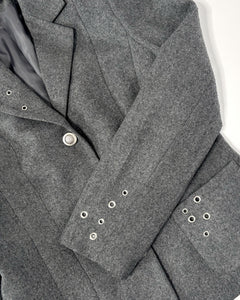 Grommet studded wool blazer jacket