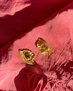 Feather fan clip on earrings