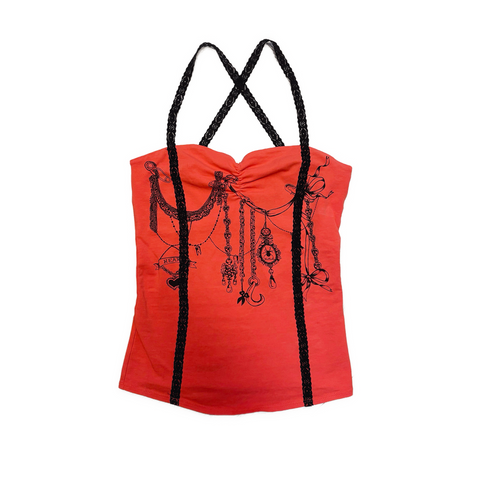 Charms graphic lace neon top