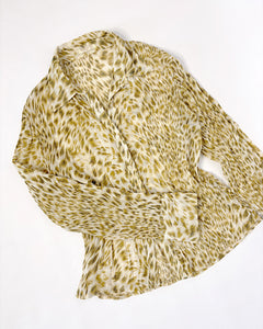 Crinkled gauze animal print shirt