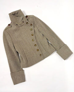Asymmetric button fencer wool jacket
