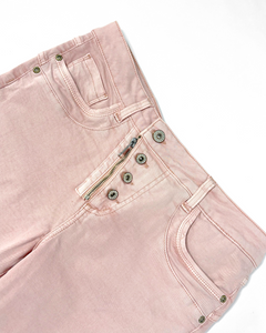 Asymmetric buttoning low rise capri pants