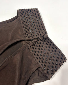 Pearl embroidred turtleneck bubble top