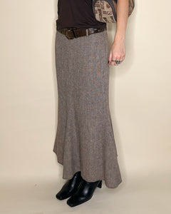 Tweed maxi low rise skirt