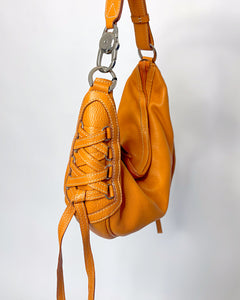 2000’s sporty croissant style bag with corset ties