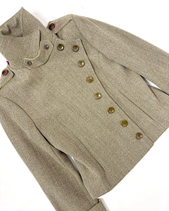 Asymmetric button fencer wool jacket