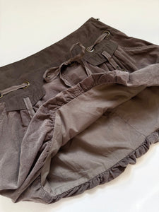 Brown cotton bubble skirt with buckle details