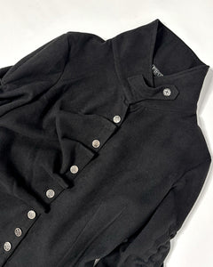 Asymmetric buttoned funnel neck coat dress
