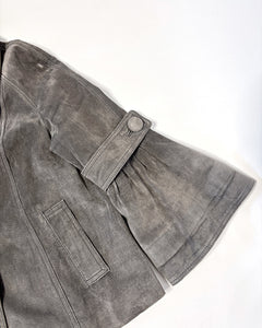 Suede cropped swing coat