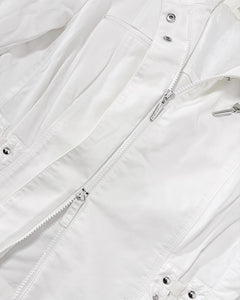White fitted jacket with silver studs & corset tie