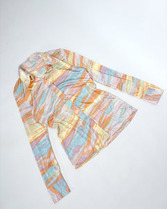 Abstract pastel print fitted shirt