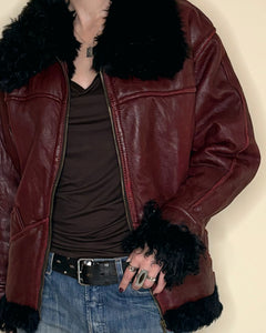 Burgundy shearling jacket