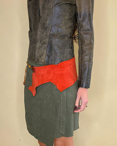 Leather asymmetric hip belt